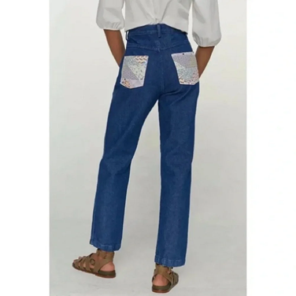 👖 NWT Anthropologie Carleen Floral patchwork straight leg jeans size 27
